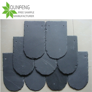 China Black Stone Tile Scalloped Shape Slate Roof